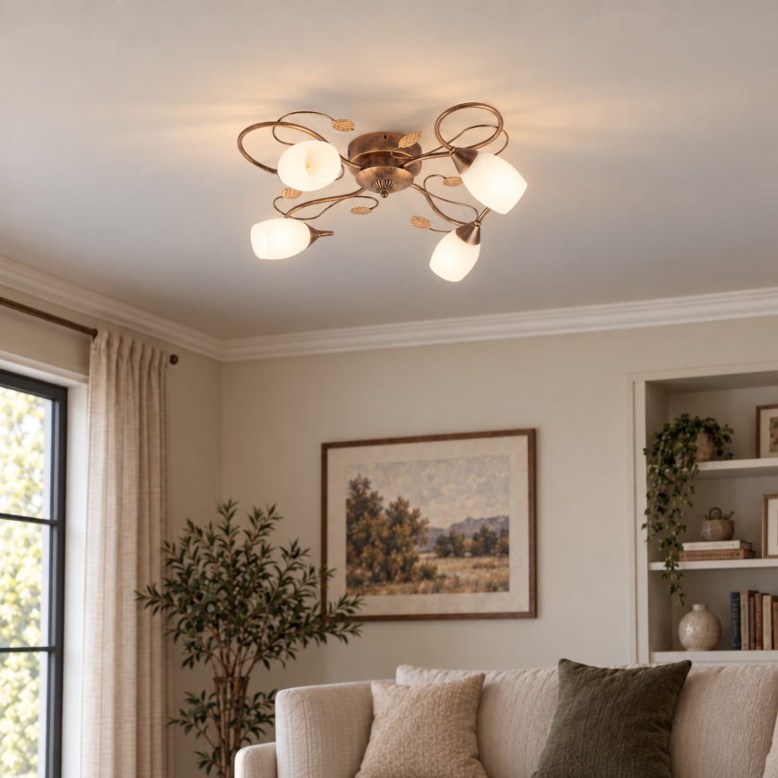 BRILAGI - Laelamp GRACE 4xE27/40W/230V läbimõõt 68 cm patineeritud/vaskne
