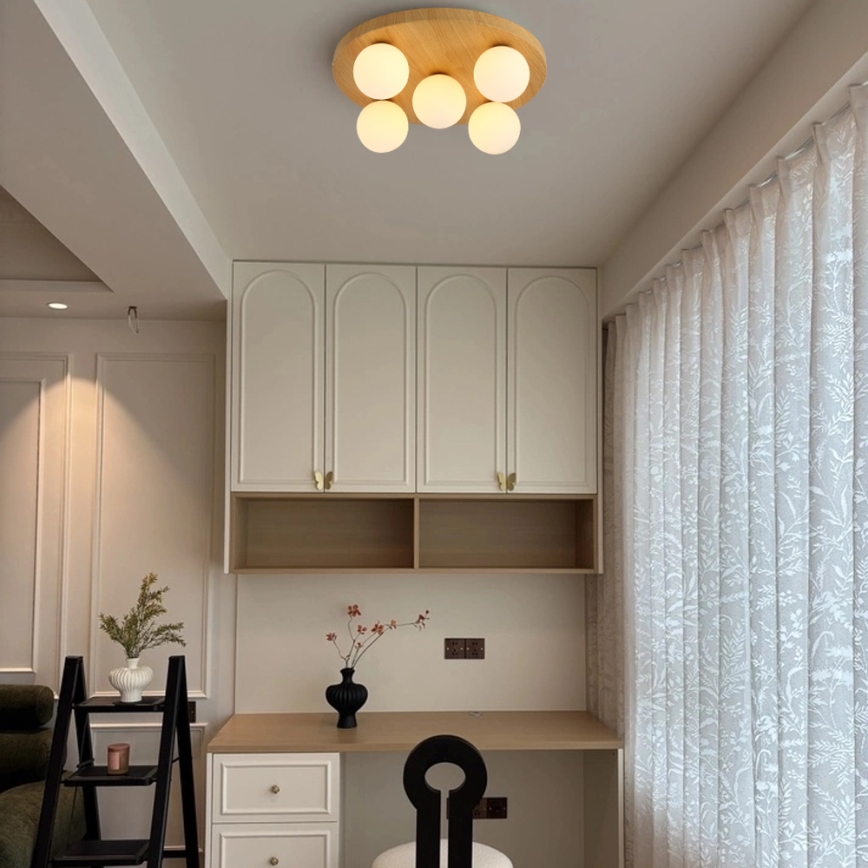 Brilagi - Laelamp LUND WOOD 5xG9/9W/230V, läbimõõt 40 cm, puit