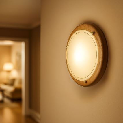 Brilagi - laelamp ORBIS 1xE27/60W/230V, läbimõõt 30 cm, männipuit