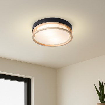 Brilagi - laelamp ORINO 2xE27/40W/230V, läbimõõt 27 cm, must/tamm