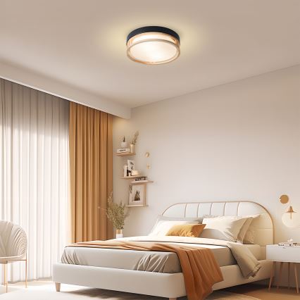 Brilagi - laelamp ORINO 2xE27/40W/230V, läbimõõt 27 cm, must/tamm