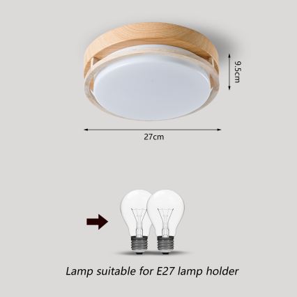 Brilagi - Laelamp ORINO 2xE27/40W/230V, läbimõõt 27 cm, puidudekor/tamm