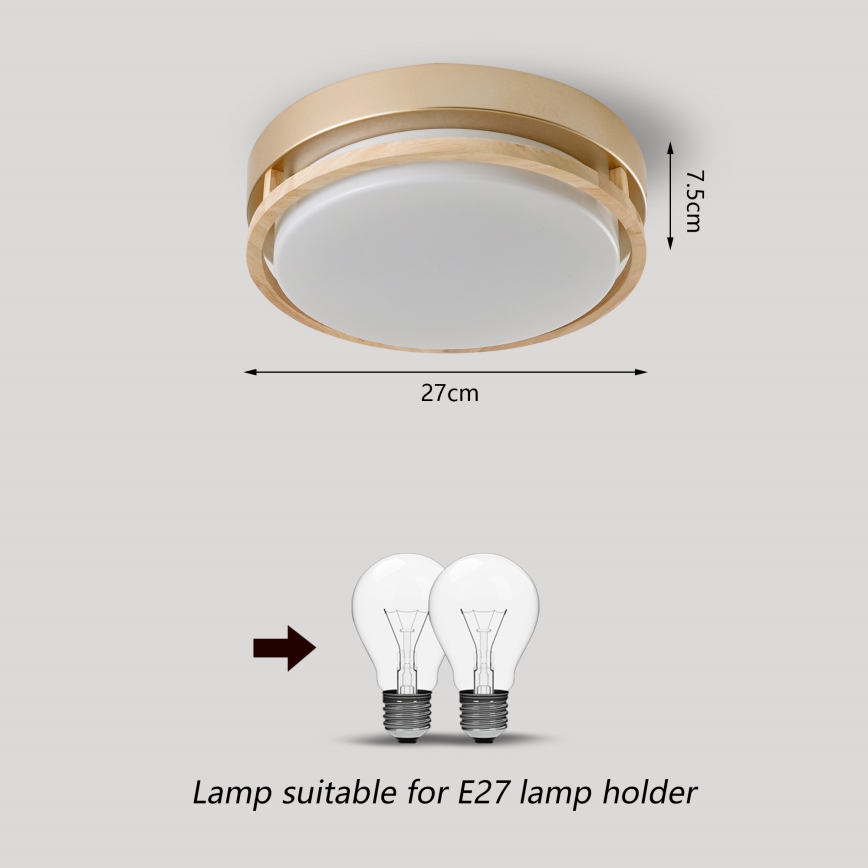 Brilagi - Laelamp ORINO 2xE27/40W/230V Ø 27 cm kuldne/tamm