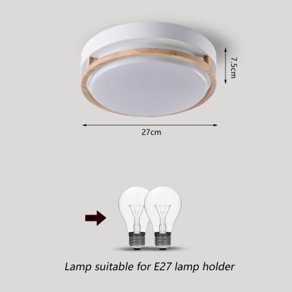 Brilagi - laelamp ORINO 2xE27/40W/230V Ø 27 cm valge/tamm