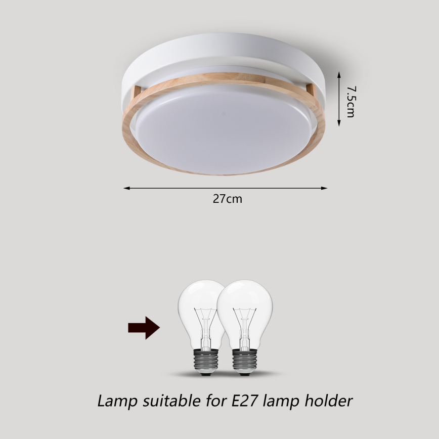 Brilagi - laelamp ORINO 2xE27/40W/230V Ø 27 cm valge/tamm
