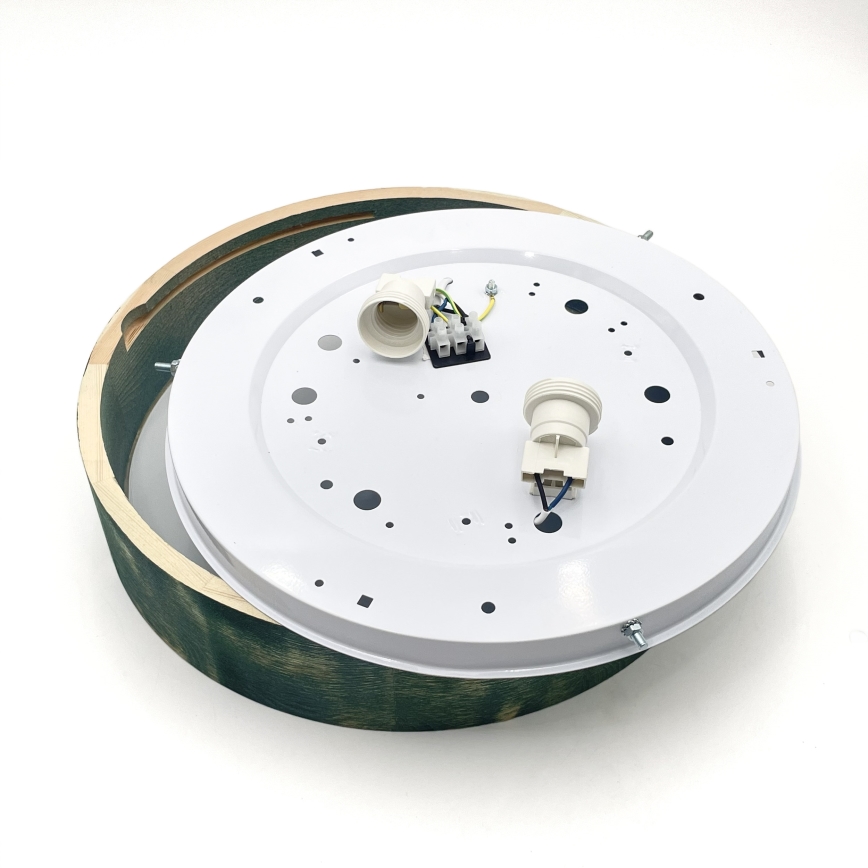 Brilagi - Laelamp PINO 2xE27/15W/230V männipuit/roheline, läbimõõt 37,5 cm