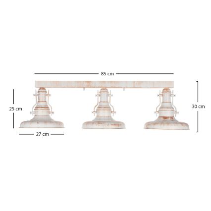 Brilagi - Laelamp PYRONIC 3xE27/40W/230V kreemjas/patina
