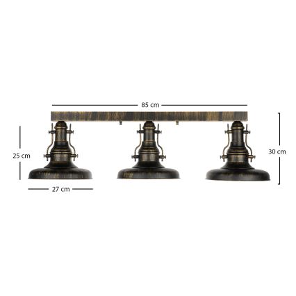 Brilagi - Laelamp PYRONIC 3xE27/40W/230V pronks/patina