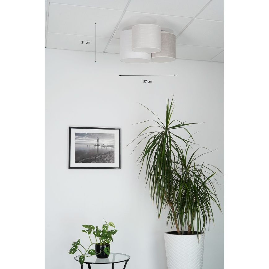 Brilagi - laelamp SNAKE 3xE27/15W/230V, 50x57 cm, hall/kreem