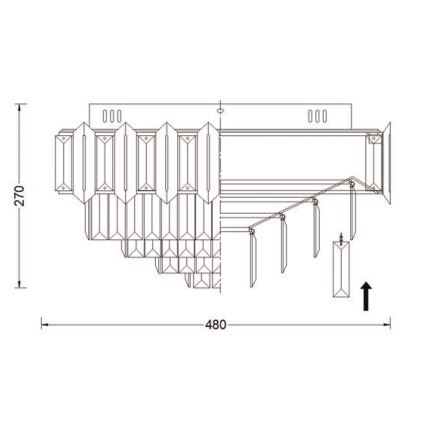 Brilagi - laelamp SPECTRA 5xE14/40W/230V, läbimõõt 48 cm, kuldne