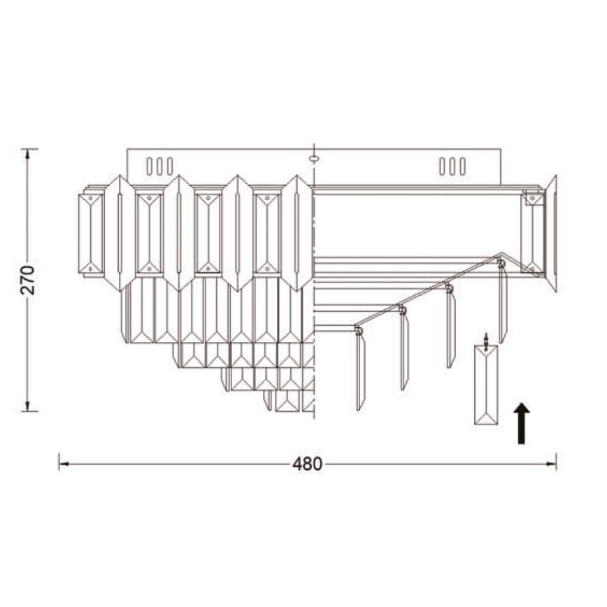 Brilagi - laelamp SPECTRA 5xE14/40W/230V, läbimõõt 48 cm, kuldne