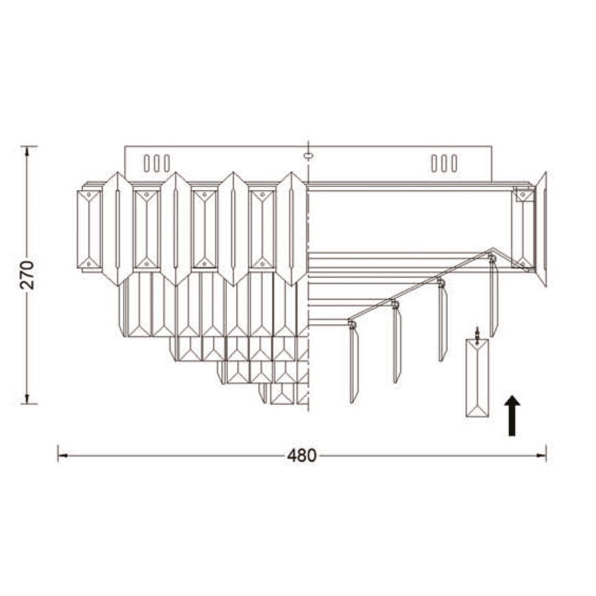 Brilagi - laelamp SPECTRA 5xE14/40W/230V läbimõõt 48 cm must