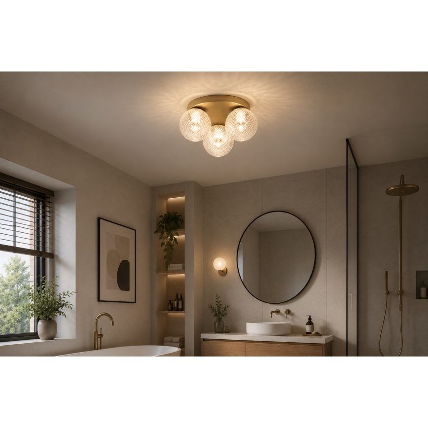 Brilagi - laelamp STELLA 3xE27/60W/230V läbimõõt 35 cm beež/kuldne