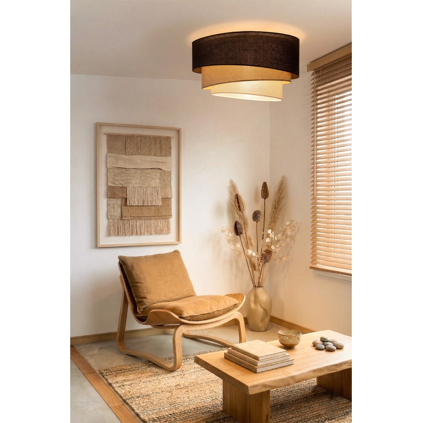 Brilagi - laelamp TRIO 3xE27/60W/230V, läbimõõt 60 cm, pruun/beež/valge