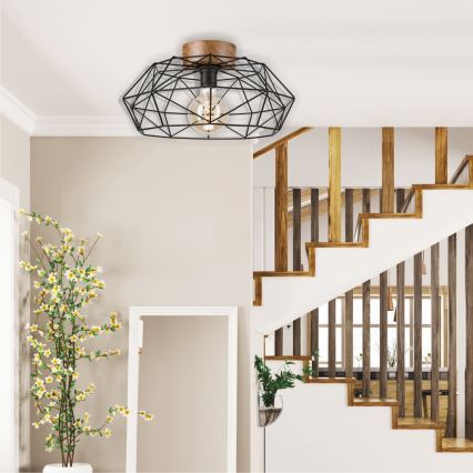 Brilagi - laevalgusti WOODY BASKET 1xE27/60W/230V, läbimõõt 40 cm, tamm