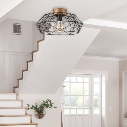 Brilagi - Laelamp WOODY BASKET 1xE27/60W/230V, läbimõõt 40 cm, tamm/pähkel