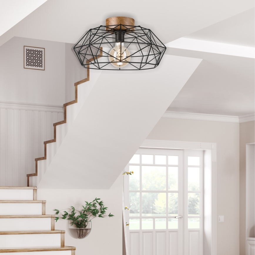 Brilagi - Laelamp WOODY BASKET 1xE27/60W/230V, läbimõõt 40 cm, tamm/pähkel