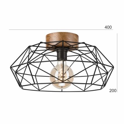 Brilagi - Laelamp WOODY BASKET 1xE27/60W/230V, läbimõõt 40 cm, tamm/pähkel
