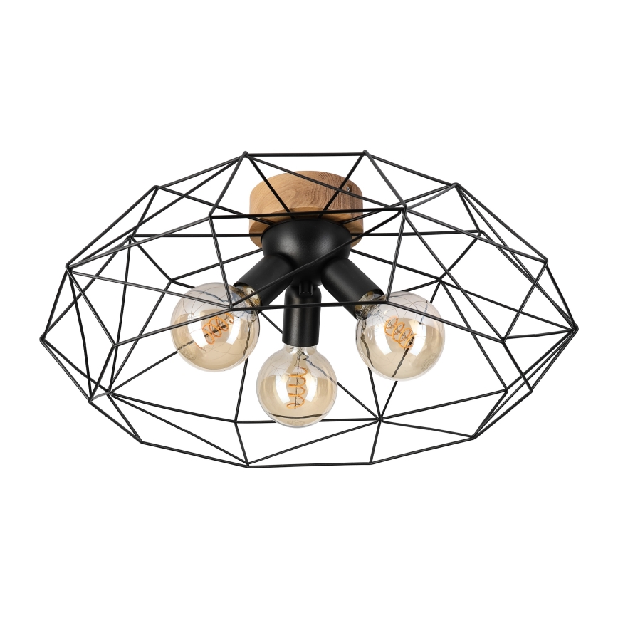 Brilagi - laelamp WOODY BASKET 3xE27/60W/230V läbimõõt 60 cm tamm