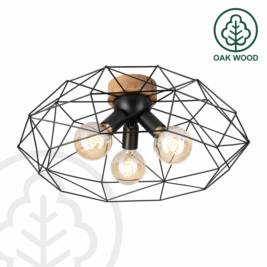 Brilagi - laelamp WOODY BASKET 3xE27/60W/230V läbimõõt 60 cm tamm