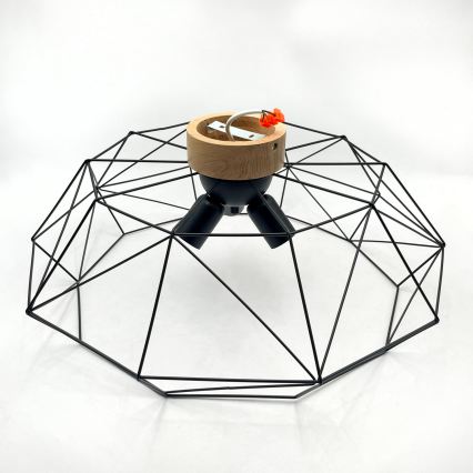 Brilagi - laelamp WOODY BASKET 3xE27/60W/230V läbimõõt 60 cm tamm