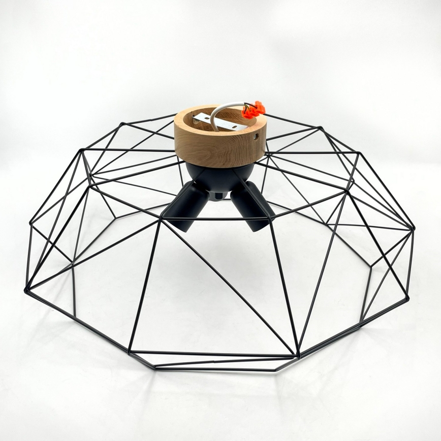 Brilagi - laelamp WOODY BASKET 3xE27/60W/230V läbimõõt 60 cm tamm