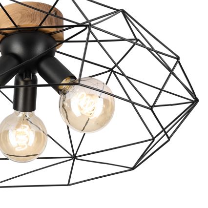 Brilagi - laelamp WOODY BASKET 3xE27/60W/230V läbimõõt 60 cm tamm