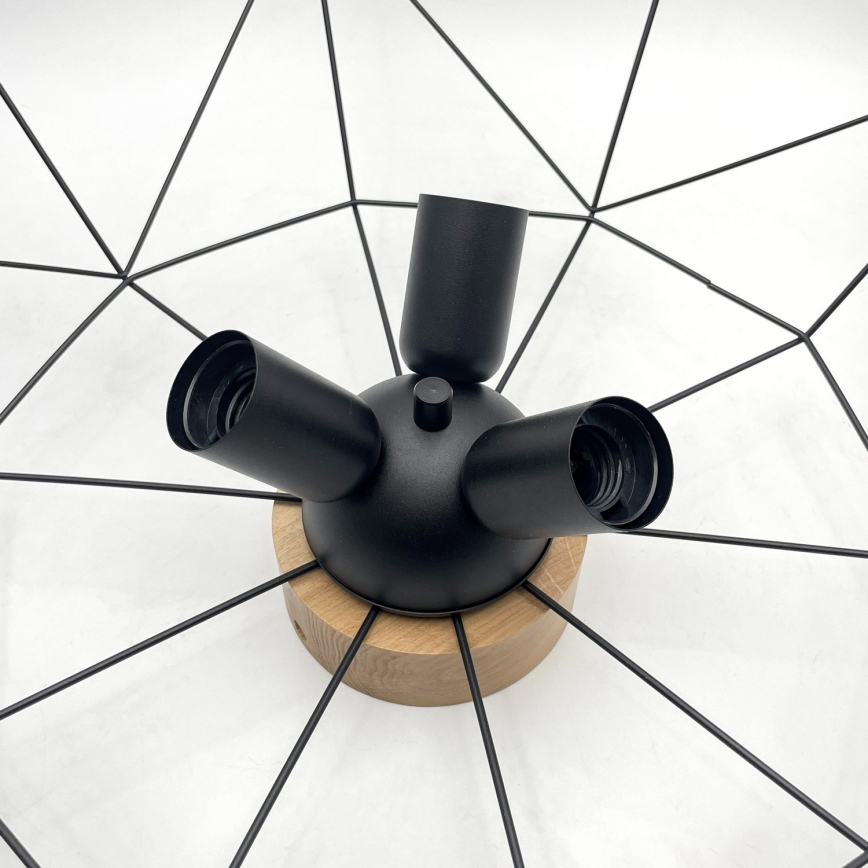 Brilagi - laelamp WOODY BASKET 3xE27/60W/230V läbimõõt 60 cm tamm