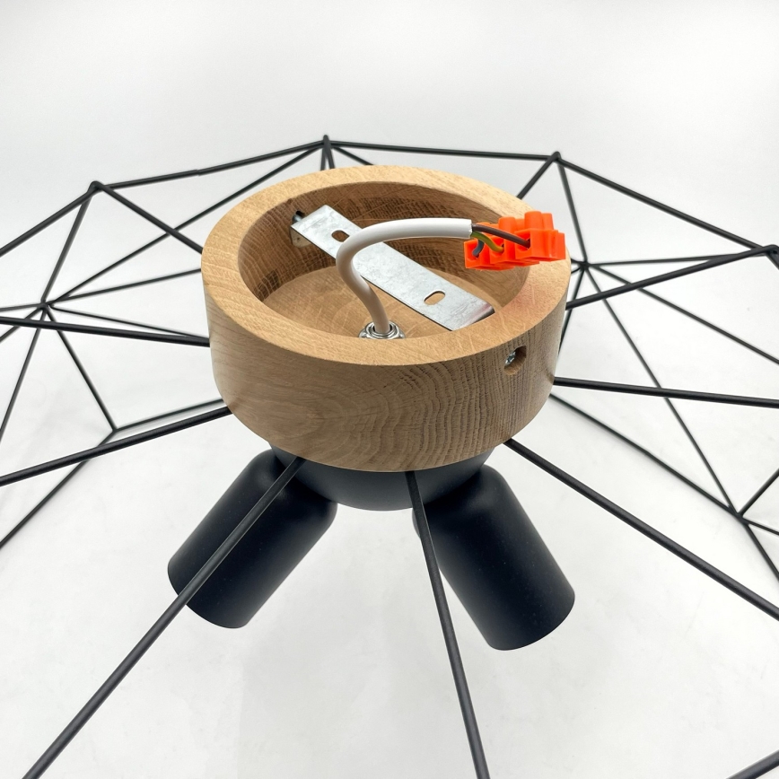 Brilagi - laelamp WOODY BASKET 3xE27/60W/230V läbimõõt 60 cm tamm