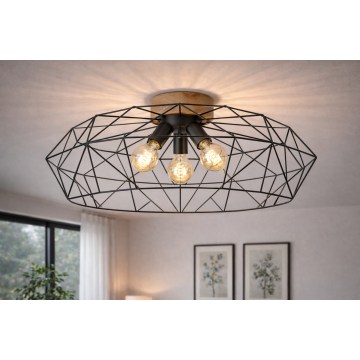 Brilagi - Laelamp WOODY BASKET 3xE27/60W/230V, läbimõõt 80 cm, tamm