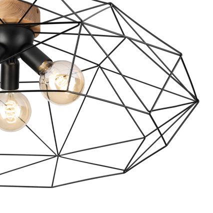 Brilagi - Laelamp WOODY BASKET 3xE27/60W/230V, läbimõõt 80 cm, tamm