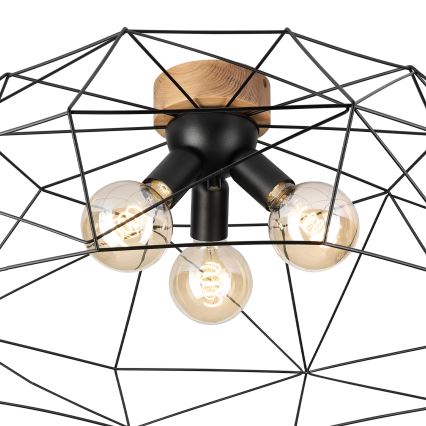 Brilagi - Laelamp WOODY BASKET 3xE27/60W/230V, läbimõõt 80 cm, tamm