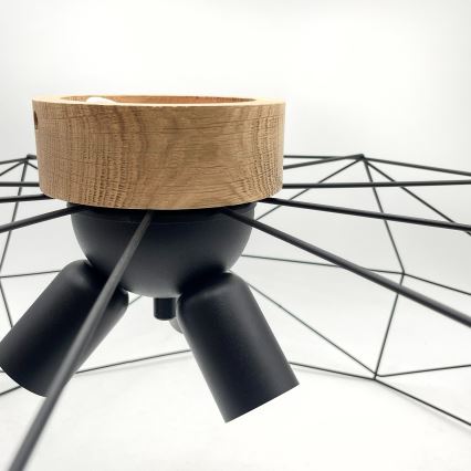 Brilagi - Laelamp WOODY BASKET 3xE27/60W/230V, läbimõõt 80 cm, tamm