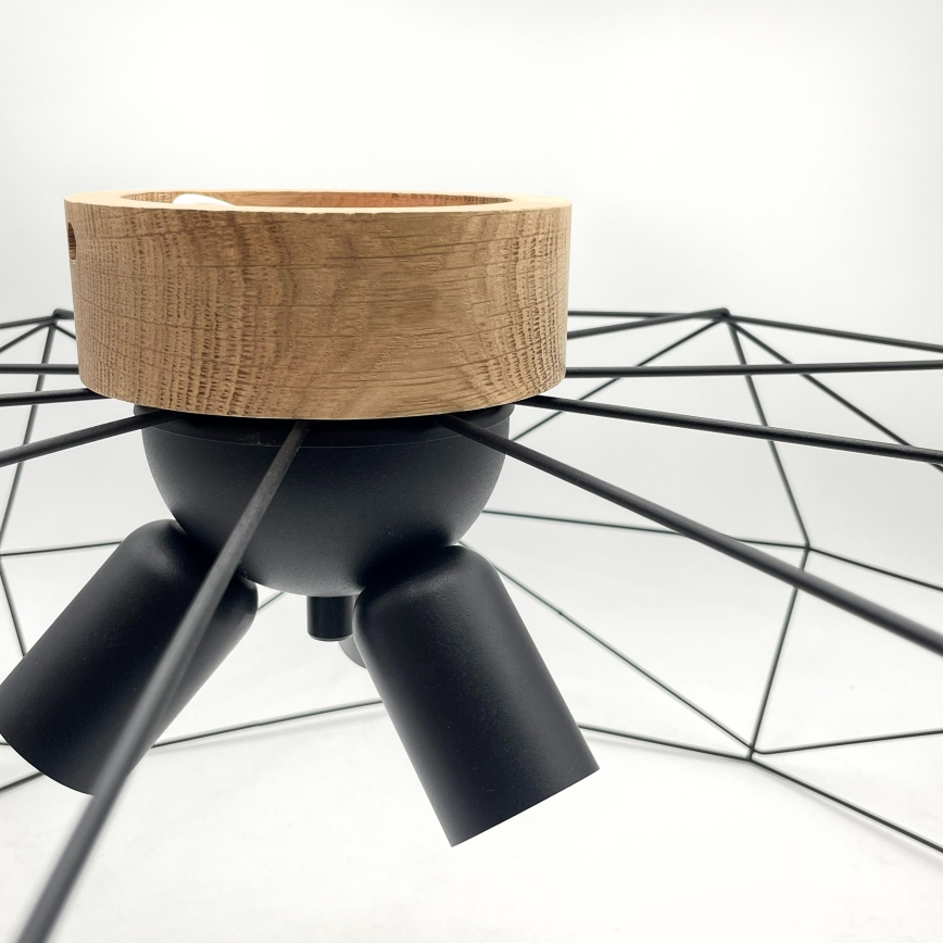 Brilagi - Laelamp WOODY BASKET 3xE27/60W/230V, läbimõõt 80 cm, tamm