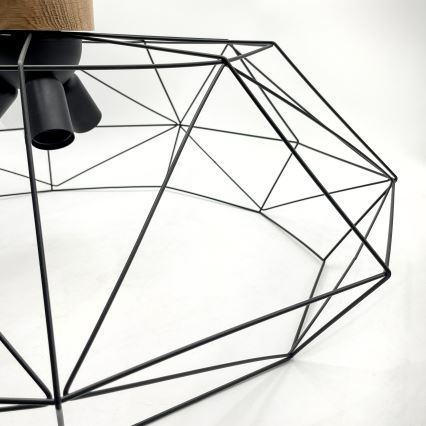 Brilagi - Laelamp WOODY BASKET 3xE27/60W/230V, läbimõõt 80 cm, tamm