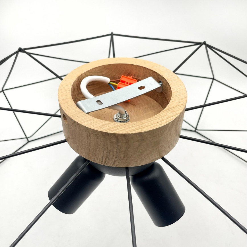 Brilagi - Laelamp WOODY BASKET 3xE27/60W/230V, läbimõõt 80 cm, tamm