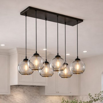 Brilagi - Laelühter kaablil DIOR 6xE27/60W/230V must/suitsuhall