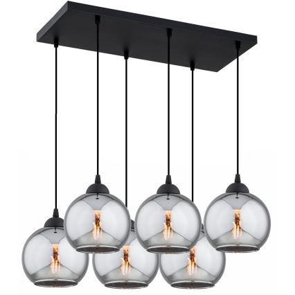 Brilagi - Laelühter kaablil DIOR 6xE27/60W/230V must/suitsuhall