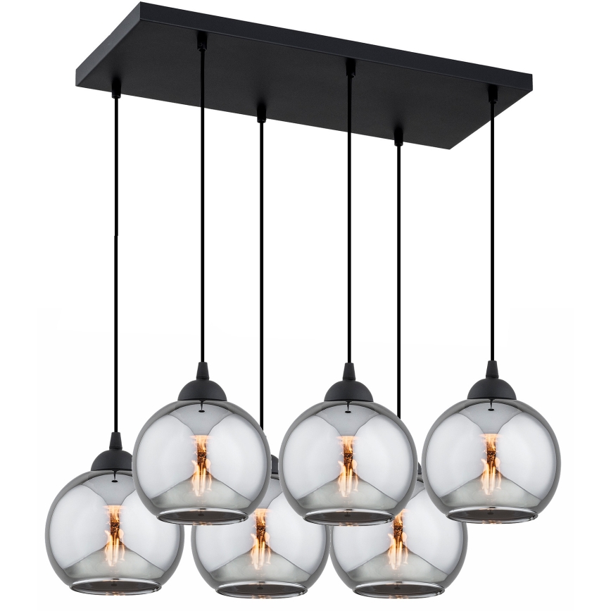 Brilagi - Laelühter kaablil DIOR 6xE27/60W/230V must/suitsuhall