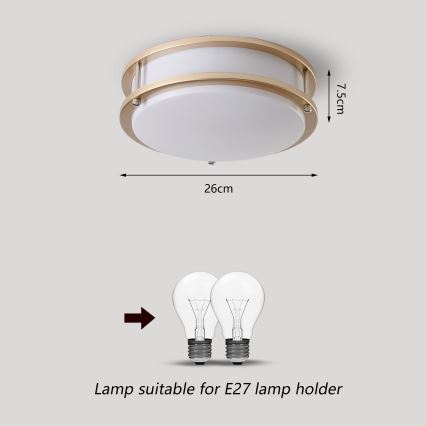 Brilagi - laevalgusti ELARO 2xE27/40W/230V, läbimõõt 26 cm, kuldne