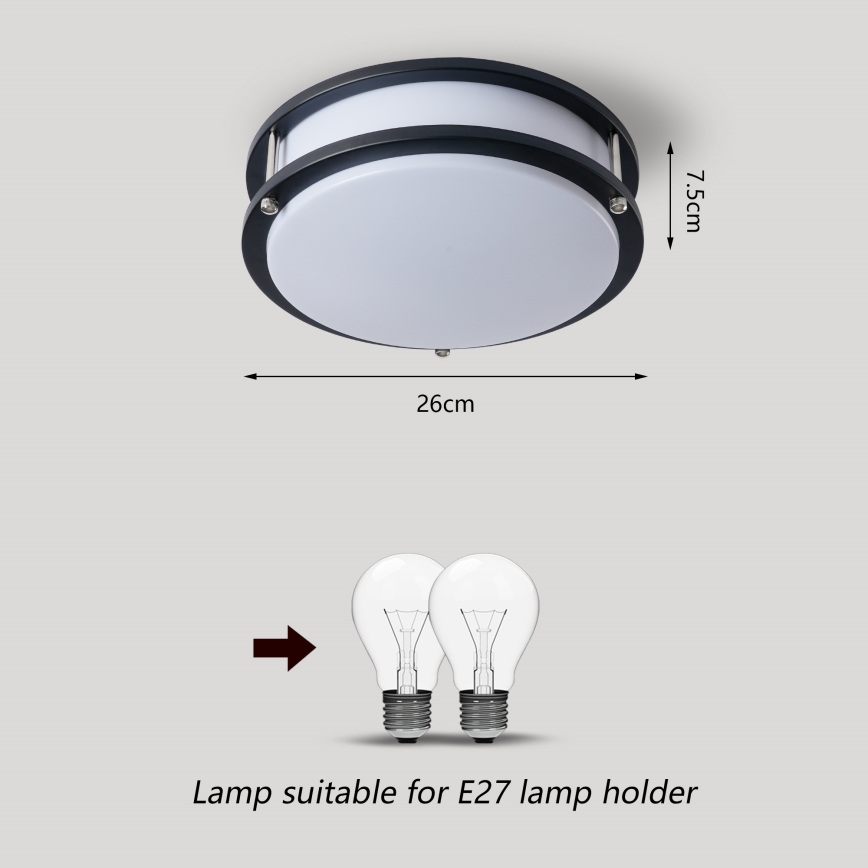 Brilagi - Laevalgusti ELARO 2xE27/40W/230V, läbimõõt 26 cm, must