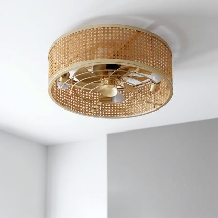 Brilagi - Laeventilaator 4xE27/40W/230V, läbimõõduga 50 cm, bambusest + kaugjuhtimispult