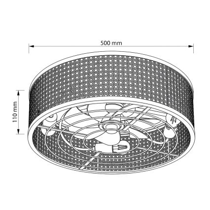 Brilagi - Laeventilaator 4xE27/40W/230V, läbimõõduga 50 cm, bambusest + kaugjuhtimispult