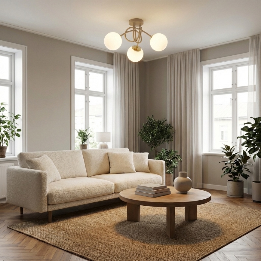 Brilagi - lakke kinnitatav lühter 3xE27/60W/230V beež/kuldne