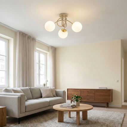 Brilagi - lakke kinnitatav lühter 3xE27/60W/230V beež/kuldne