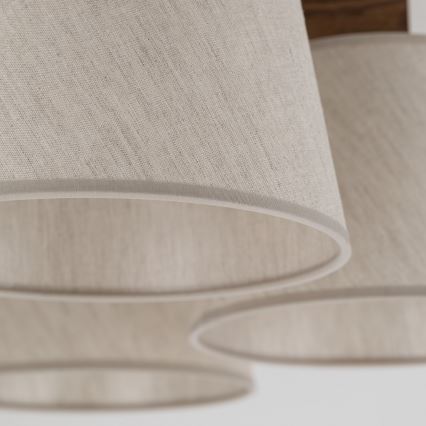 Brilagi - Lakke kinnitatav lühter LATTE 5xE27/15W/230V männipuit/kreem