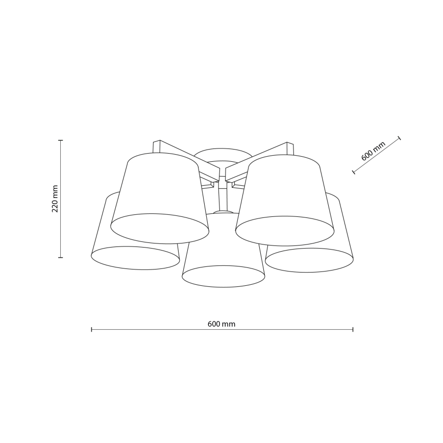 Brilagi - Lakke kinnitatav lühter LATTE 5xE27/15W/230V männipuit/kreem