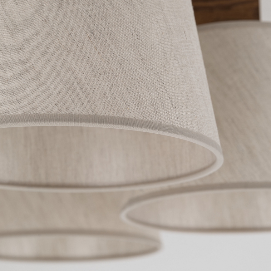 Brilagi - Lakke kinnitatav lühter LATTE 5xE27/60W/230V männipuit/kreem