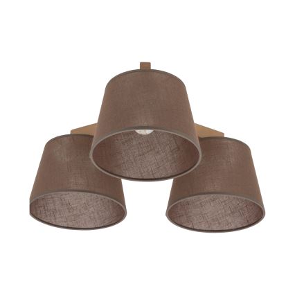 Brilagi - Lakke kinnitatav lühter LATTE SABIA 3xE27/15W/230V männipuit/pruun