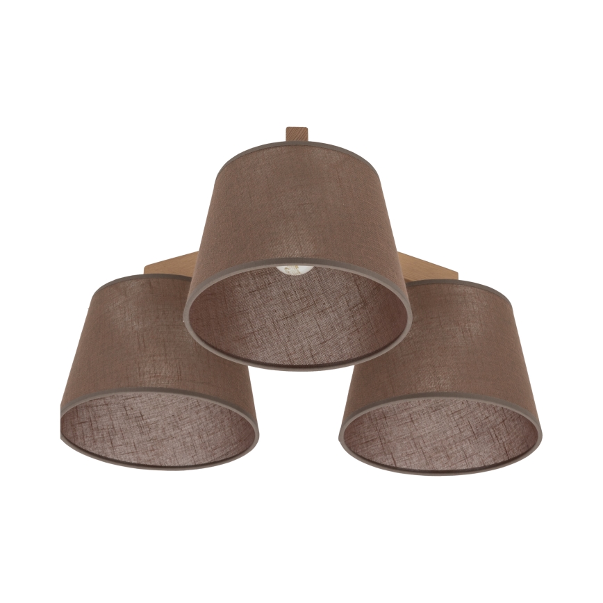 Brilagi - Lakke kinnitatav lühter LATTE SABIA 3xE27/15W/230V männipuit/pruun